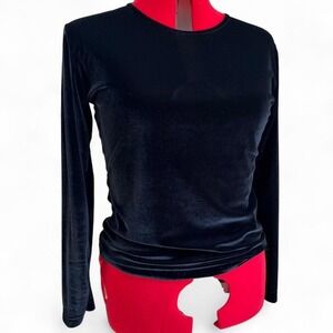Frazier Lawrence Black Velvet Long Sleeve Top 90s Y2K Whimsygoth Goth Large